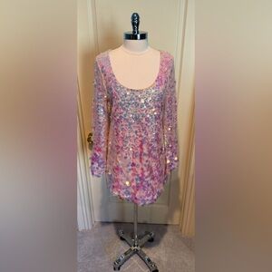 LoveShackFancy Pink Sequin Mini Dress